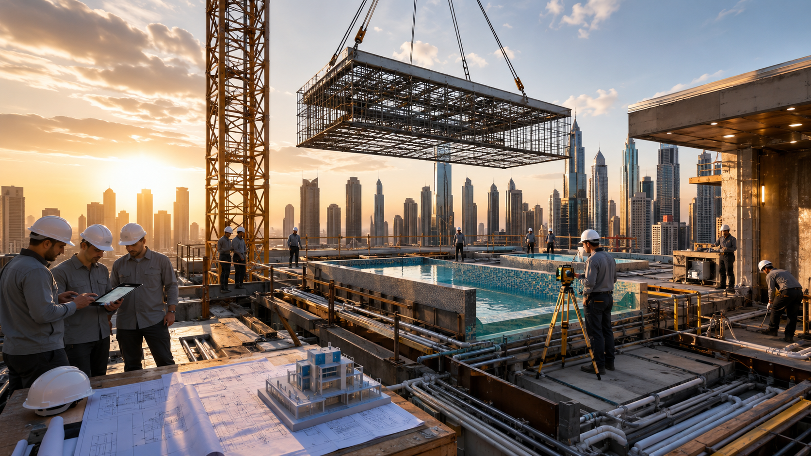 Rooftop Pool Installation in Abu Dhabi - swimming pool service 21